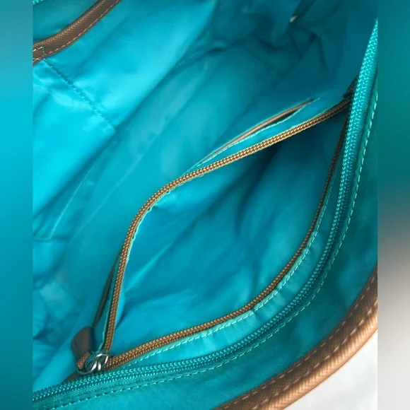 Michael Kors Teal and Brown Tote Bag - Picture 9 of 16